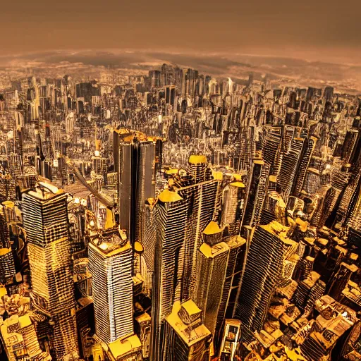 Image similar to an electron microscope image of a sprawling mega city, bokeh, high detail