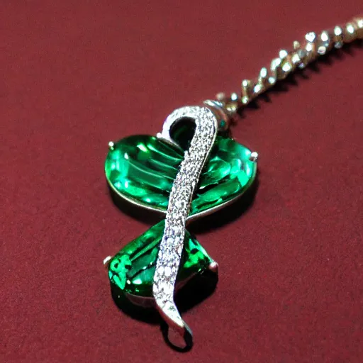 Prompt: emerald music note, jewels , gems, silver