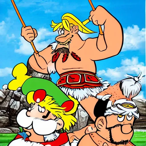 Image similar to Asterix and obelix, manga style