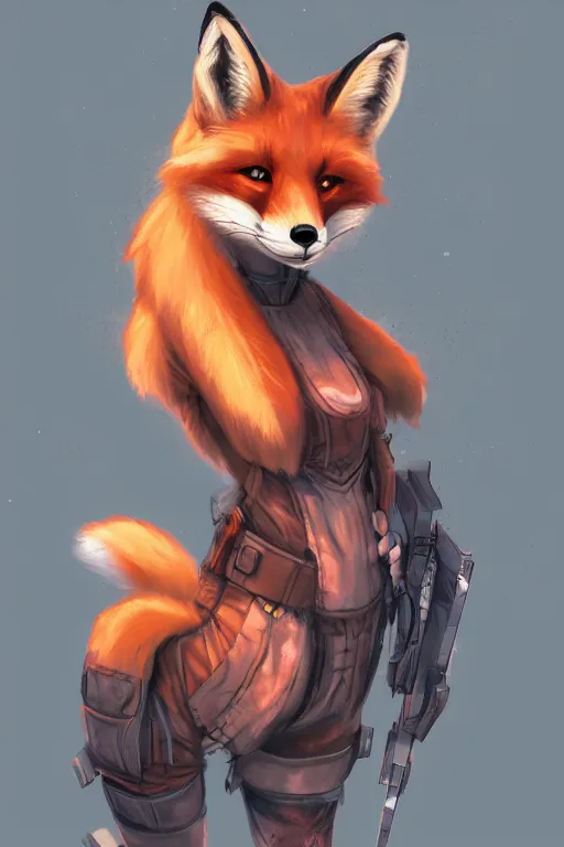 Image similar to a fox fursona, trending on artstation, by kawacy, furry art, digital art, cyberpunk, high quality, backlighting