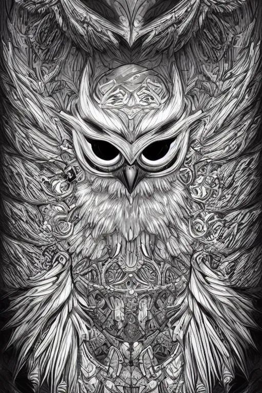 Prompt: evil owl monster, symmetrical, highly detailed, digital art, sharp focus, trending on art station