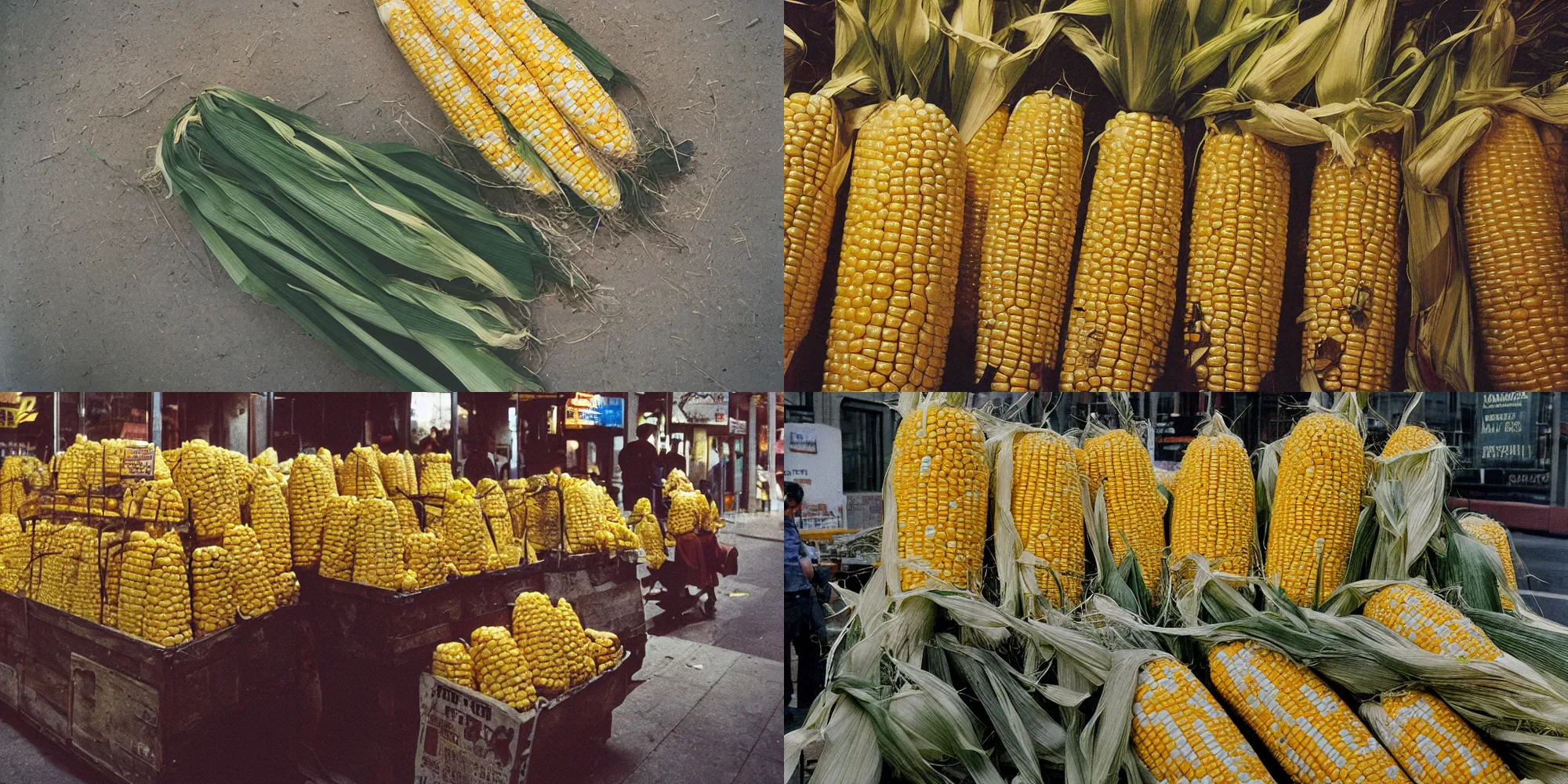 Prompt: corn market, cinestill 800t 50mm eastmancolor, liminal space