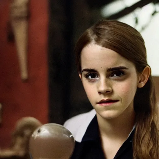 Prompt: emma watson as a student in a hogwarts 4k