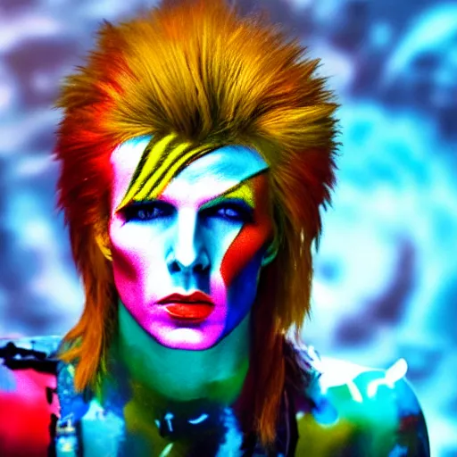 Prompt: ziggy stardust from Mars anamorphic illusion 4k