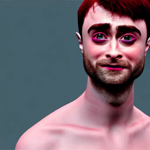 Image similar to hybrid of daniel radcliffe and a!! radish!!, film still,!! red skin!!,!! leaf ears!!, professional makeup, unreal engine 5, render, seeds, 8 k, trending on artstation