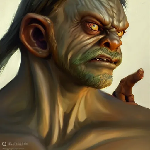 Image similar to greg manchess portrait painting of golum as overwatch character, medium shot, asymmetrical, profile picture, organic painting, sunny day, matte painting, bold shapes, hard edges, street art, trending on artstation, by huang guangjian and gil elvgren and sachin teng