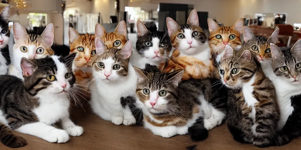 Prompt: photo of a cat party