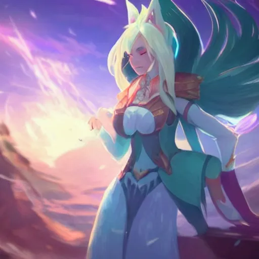 Image similar to a runeterra universe with ahri