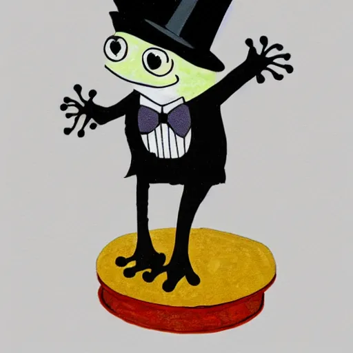 Prompt: frog wearing tuxedo and top hat, 8k