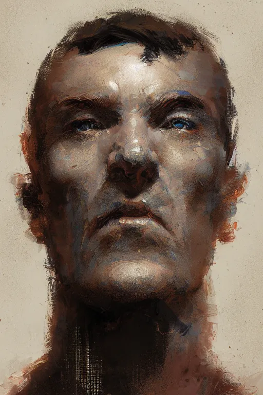 Image similar to portrait of a man with a fractal face by Craig Mullins and Hiroshi Yoshida, very detailed, trending on artstation