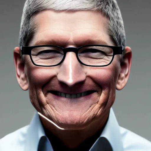 Image similar to an apple fruit with the face of tim cook