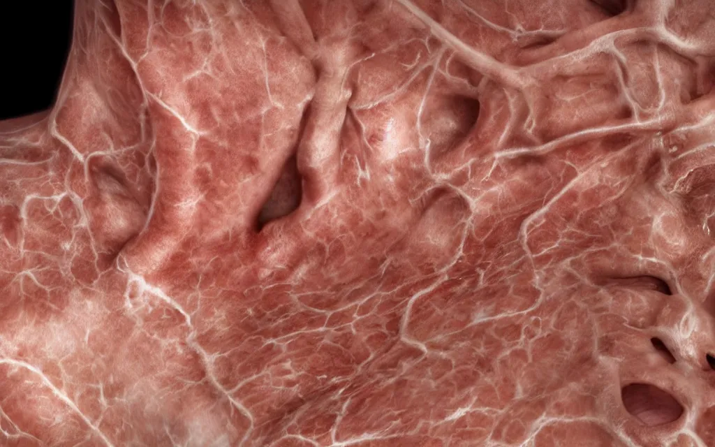 Image similar to human skin showing pores and veins, detailed, photographic, medical