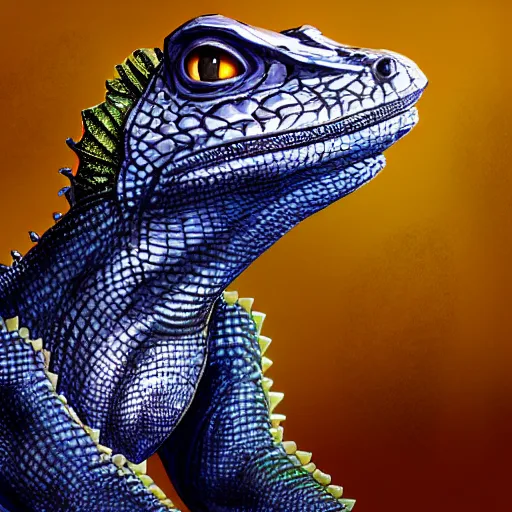 Image similar to full portrait of a lizard wearing rogue armor, Lizardman thief, D&D, fantasy setting, digital painting, highly detailed, concept armor, sharp focus