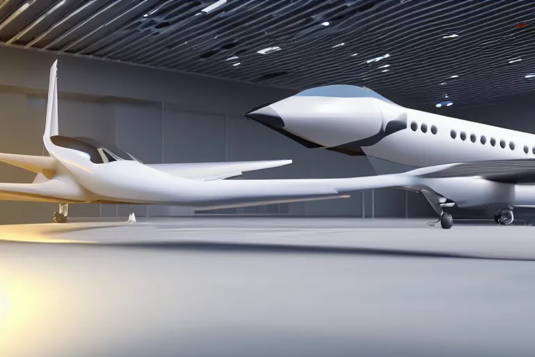 Image similar to still photo of a futuristic jet plane, highly detailed, photorealistic portrait, bright studio setting, studio lighting, crisp quality and light reflections, unreal engine 5 quality render