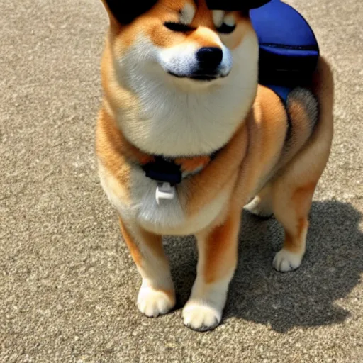 Image similar to shiba inu in a barret outfit