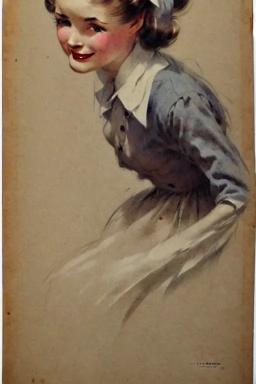 Image similar to (((((1950s magazine add house wife . muted colors.))))) by Jean-Baptiste Monge !!!!!!!!!!!!!!!!!!!!!!!!!!!
