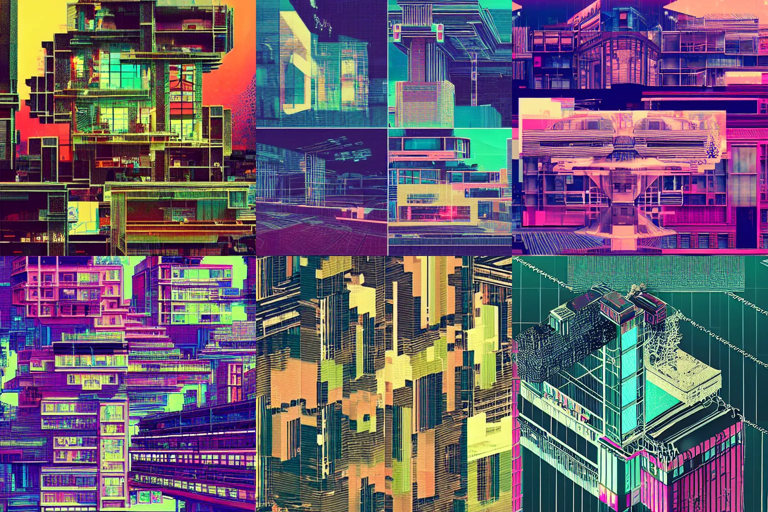 Prompt: architecture collage by atelier olschinsky, vaporwave