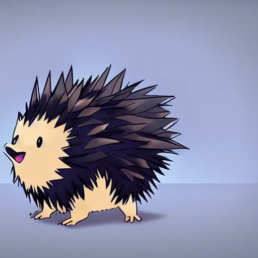 Image similar to A pokemon that looks like A hedgehog, covered with a layer of black Misty ，Trending on art station. Unreal engine.