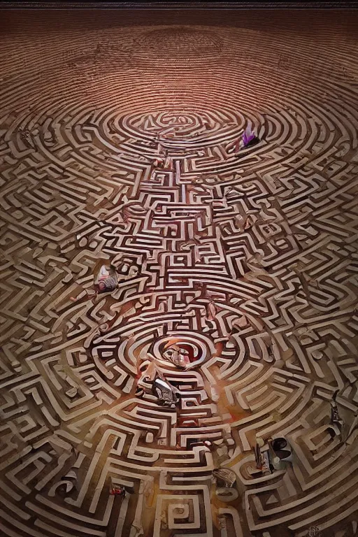 Image similar to one way perspective labyrinth that looks like a boardgame spell scroll art by Moebius and artgerm and greg rutkowski and Craig Mullins, James Jean, Andrey Ryabovichev, Mark Simonetti and Peter Morbacher 16k