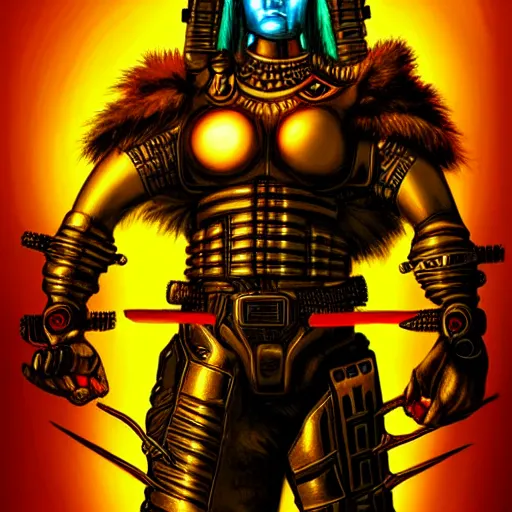 Prompt: Cyberpunk Warrior God ready for war, atmospheric lighting, painted, intricate, golden hour, ultra detailed by Rob liefeld