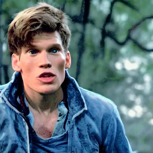 Image similar to Live Action Still of Jerma985 in The Goonies, real life, hyperrealistic, ultra realistic, realistic, highly detailed, epic, HD quality, 8k resolution, body and headshot, film still