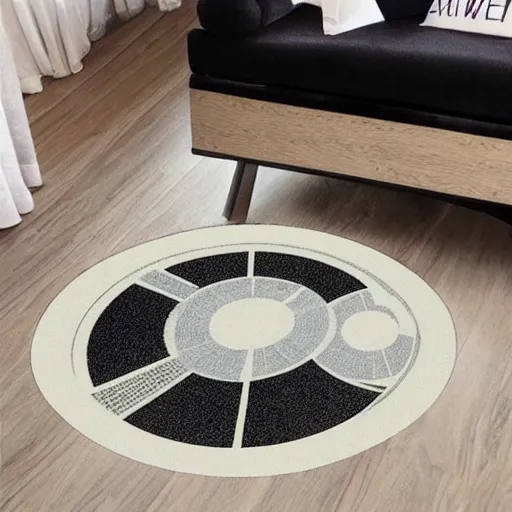 Prompt: carpet as a death star shape