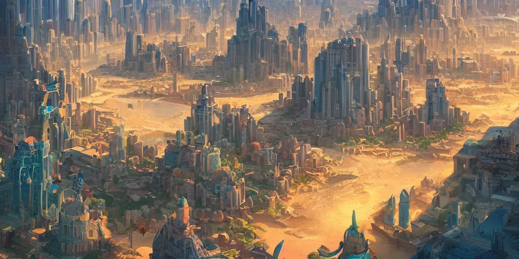 Prompt: a busy and thriving city of Atlantis at the height of it's power in the style of Sylvain Sarrailh, beautiful digital art, cinematic composition, detailed, concept art, Matt painting, oil painting, high res