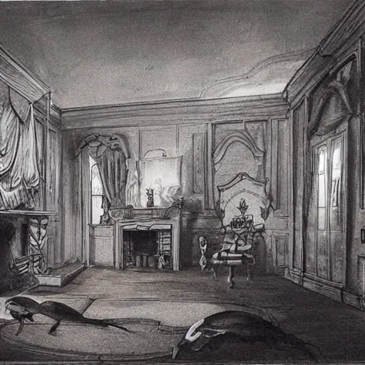 Prompt: the interior of a haunted mansion, realistic