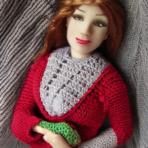 Image similar to Pretty Woman with crocheting figure