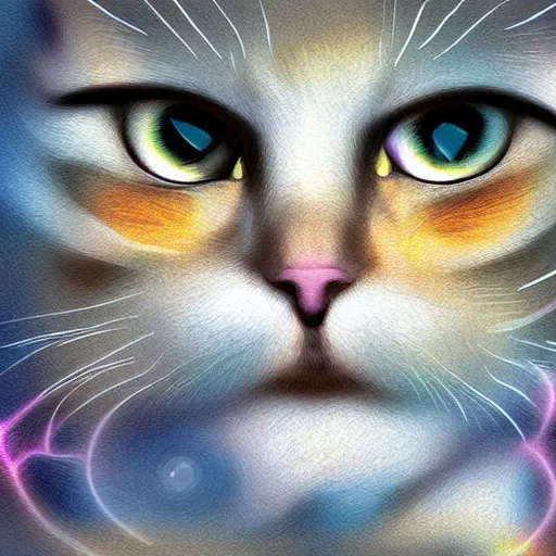 Image similar to divine heaven cat, digital art