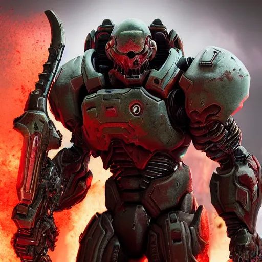 Image similar to doom slayer from doom eternal, photography