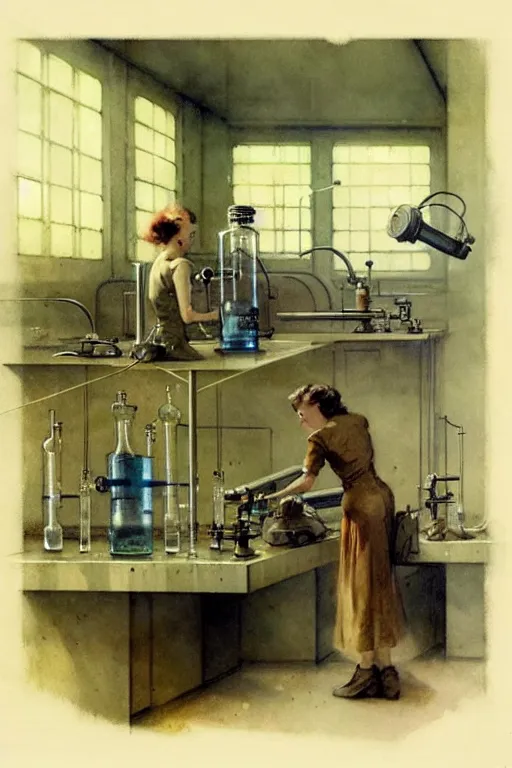 Image similar to ( ( ( ( ( 1 9 5 0 s retro science fiction laboratory interior scene. muted colors. ) ) ) ) ) by jean - baptiste monge!!!!!!!!!!!!!!!!!!!!!!!!!!!!!!