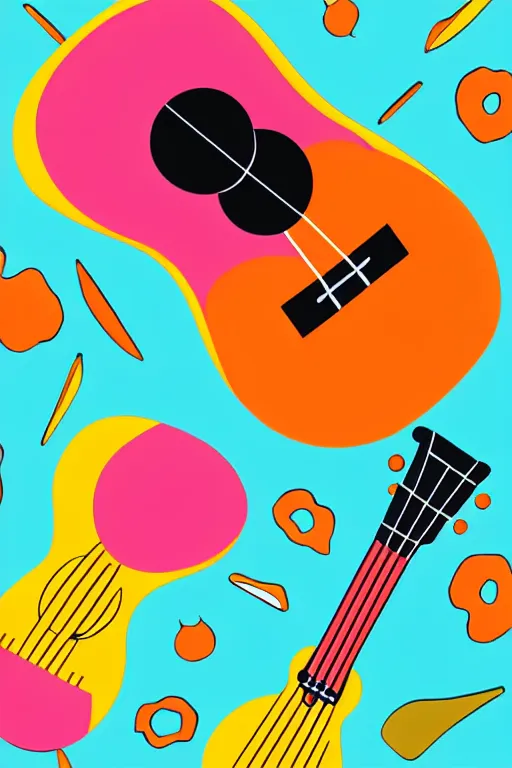Image similar to minimalist boho style art of a colorful ukulele, illustration, vector art
