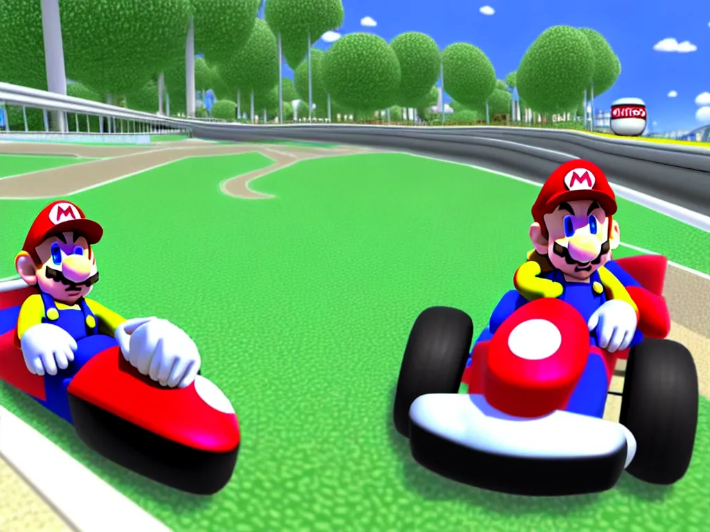 Image similar to realistic micheal rosen on a mario kart wii map