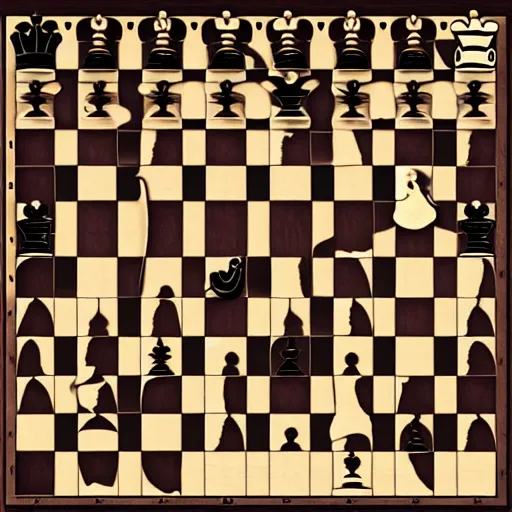 Chess board view from above, realistic drawing. Square field for