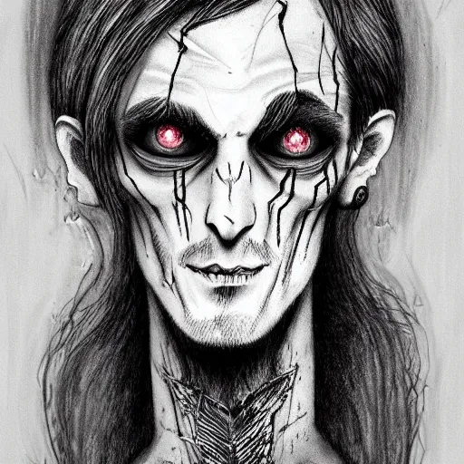 Image similar to michael karcz grunge drawing of lil peep. , in the style of corpse bride, loony toons style, horror themed, detailed, elegant, intricate, trending on artstation, 4k