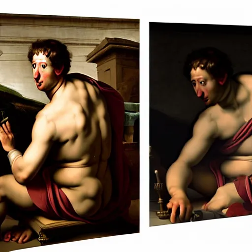 Prompt: Mark Zuckerberg as a Roman Slave, cleaning a toilet, baroque painting, beautiful detailed intricate insanely detailed 8K artistic photography, photorealistic, chiaroscuro, Raphael, Caravaggio