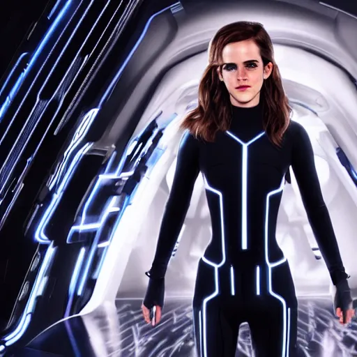 Image similar to portrait of emma watson in tron : legacy movie