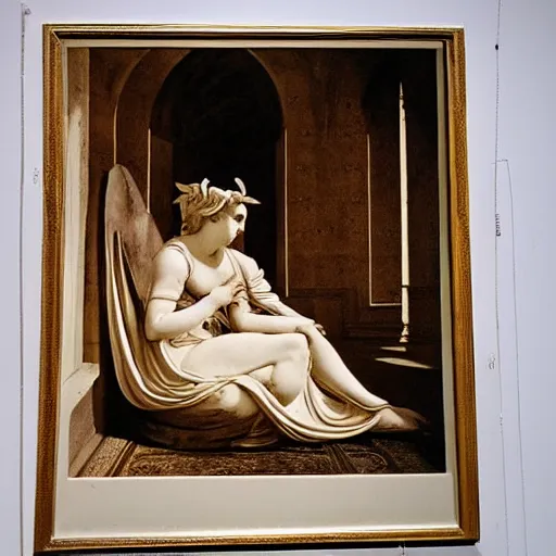 Image similar to a goddess in a liminal room, vintage colored photography by canova and leon battista alberti, limited color palette, very intricate, art nouveau, highly detailed, lights by hopper, soft pastel colors, minimalist