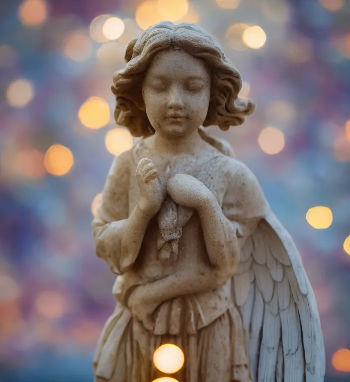 Image similar to centered portrait photography an angel + bokeh + DOF + 8k, photorealistic