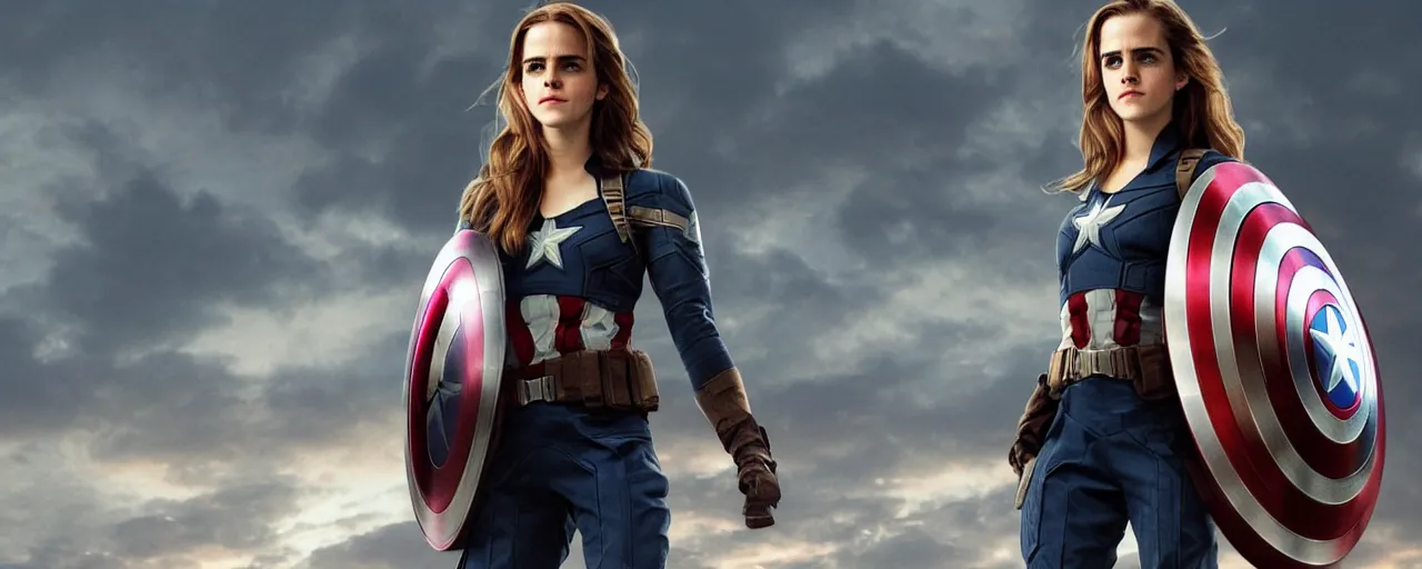 Image similar to Emma Watson as Captain America