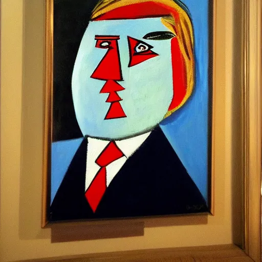 Prompt: Donald trump painting by picasso