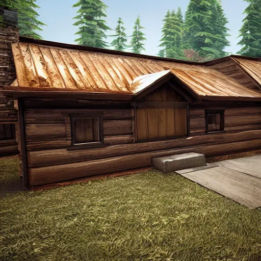 Image similar to wooden house, unreal engine