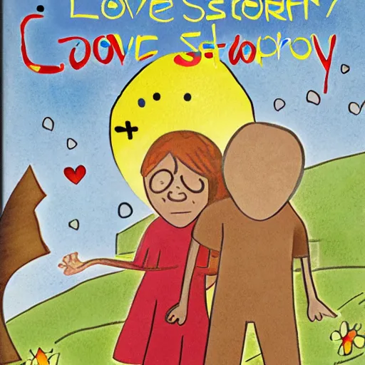 Image similar to scp-173 love story children's book cover