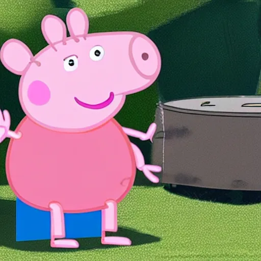 Image similar to extremely muscular peppa pig