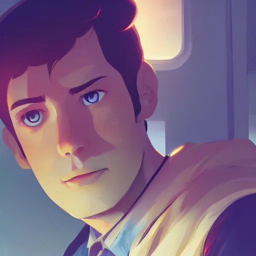 Image similar to Ernest Hemingway as Jake Barnes, ambient lighting, 4k, anime key visual, lois van baarle, ilya kuvshinov, rossdraws, artstation