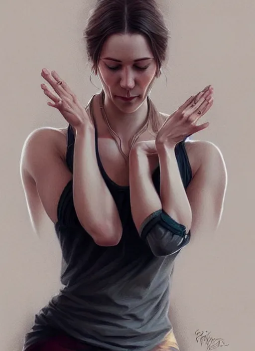 Prompt: portrait of finnish woman yoga artist, accessories, elegant, highly detailed, digital illustration, trending in artstation, trending in pinterest, glamor pose, concept art, smooth, sharp focus, art by artgerm and greg rutkowski