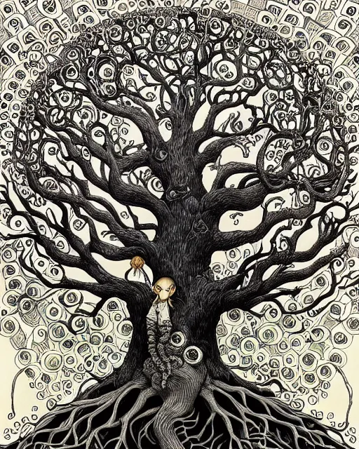 Image similar to portrait painted in jacek yerka style drawn by vania zouravliov and takato yamamoto, inspired by the tree of life, intricate acrylic gouache painting, high detail, sharp high detail, artstation