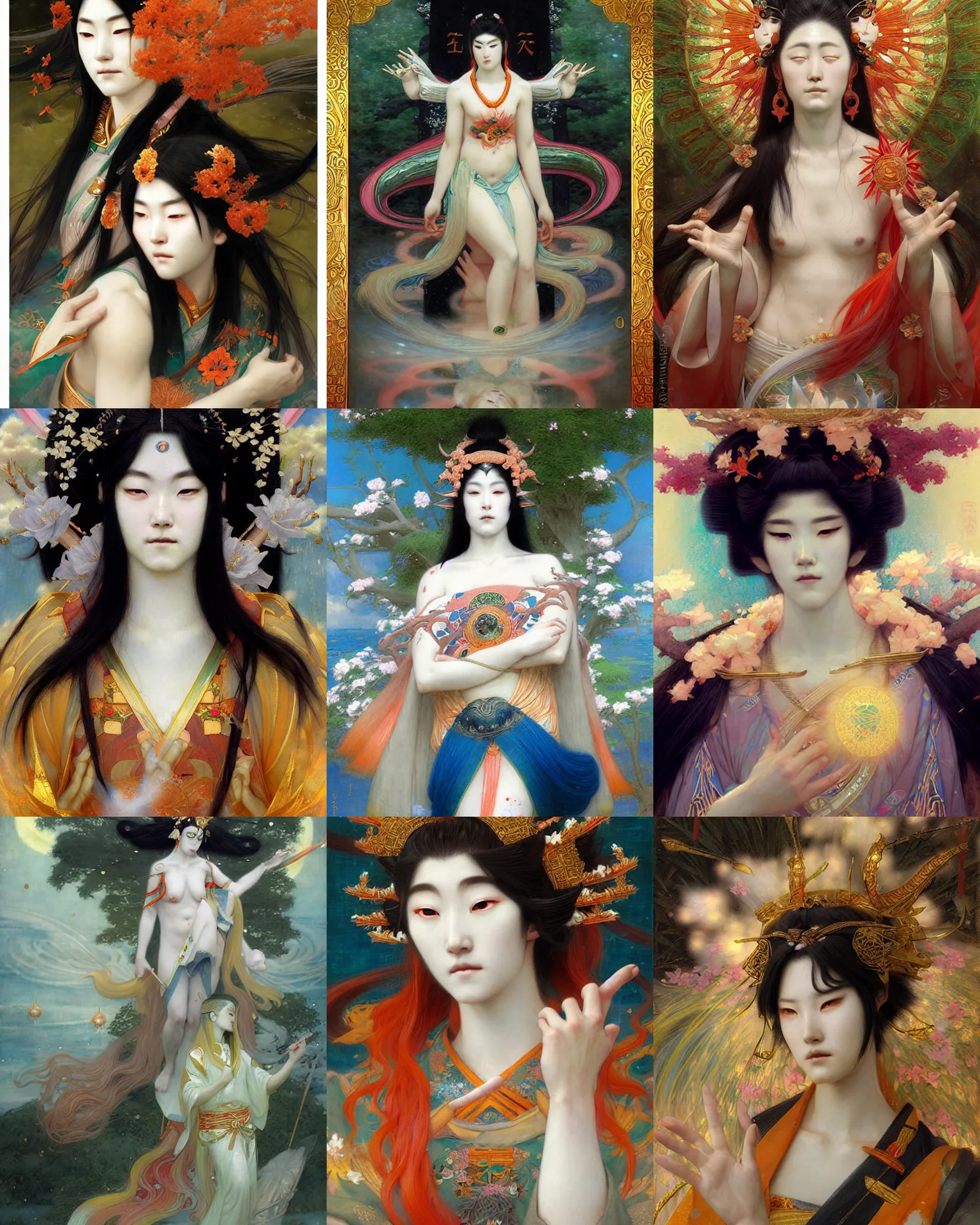 Prompt: the beautiful goddess amaterasu - omikami by edgar maxence and ross tran