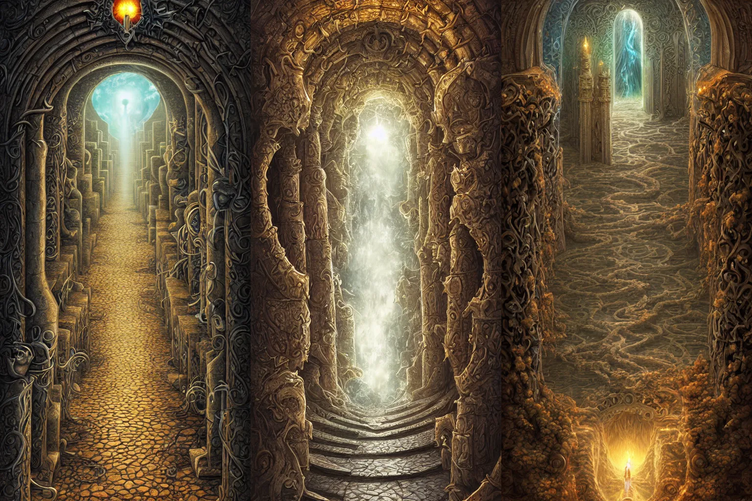Prompt: the gate to the eternal kingdom of maze, fantasy, digital art, hd, detailed.